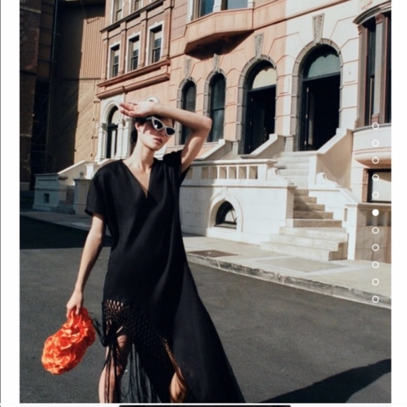 NWT Zara black fringe linen tunic dress. Large. - Picture 4 of 7